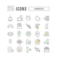 Set of linear icons of Chocolate vector