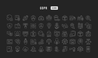 Set of linear icons of GDPR vector