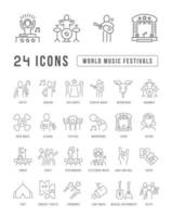 Set of linear icons of World Music Festivals vector