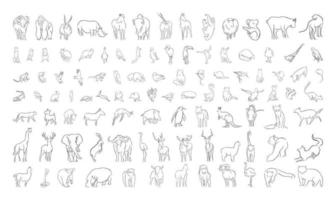 Collection of Animals in Linear Style vector