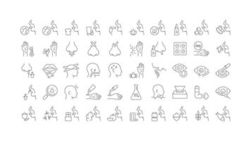 Set of linear icons of Allergies vector