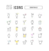 Set of linear icons of Cocktails vector