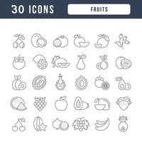 Set of linear icons of Fruits vector