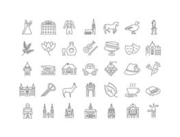 Set of linear icons of Graz vector