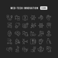 conjunto de iconos lineales de innovación en tecnología médica vector