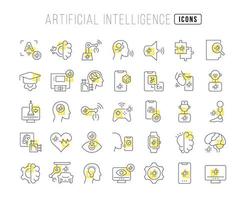conjunto de iconos lineales de inteligencia artificial vector
