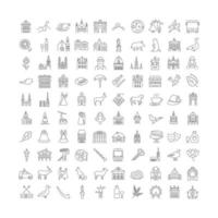 Set of linear icons of Austria vector