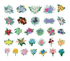 Set of Bouquets of Flowers vector