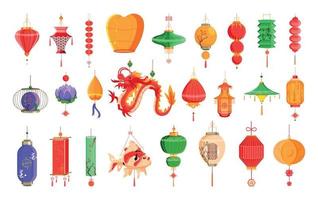 Set of Chinese Lanterns vector
