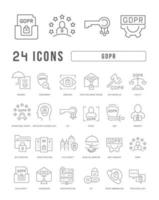 Set of linear icons of GDPR vector