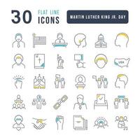 Set of linear icons of Martin Luther King Jr. Day vector