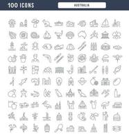 Set of linear icons of Australia vector