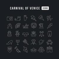 Vector Line Icons of Carnival of Venice