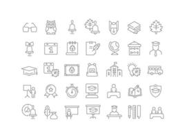 Set of linear icons of Back to School vector