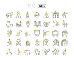 Set of linear icons of Brno vector