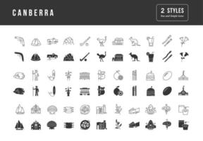 Set of simple icons of Canberra vector