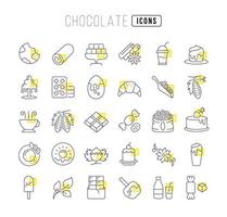 conjunto de iconos lineales de chocolate vector