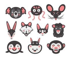 Collection of Cartoon Animal Faces vector