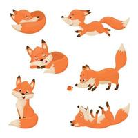 conjunto de ilustraciones con carácter de zorro vector