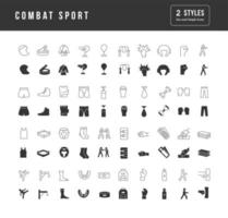 conjunto de íconos simples del deporte de combate vector