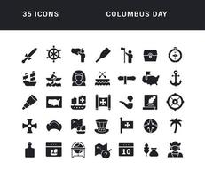 conjunto de iconos simples del día de colón vector