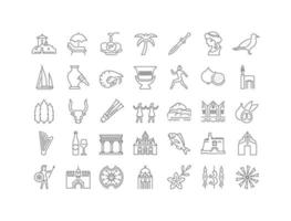 Set of linear icons of Crete vector