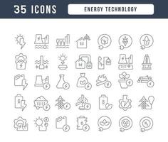 conjunto de iconos lineales de tecnología energética vector