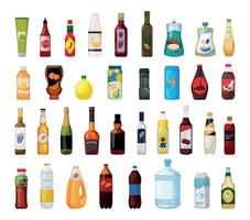 juego de recipientes para bebidas y salsas vector