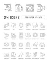 Set of linear icons of Computer Science vector