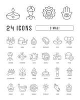 iconos de línea vectorial de diwali vector