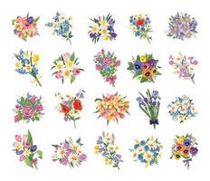 Set of Bouquets of Flowers vector