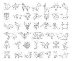 animales de origami en un estilo lineal vector