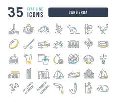 conjunto de iconos lineales de canberra vector