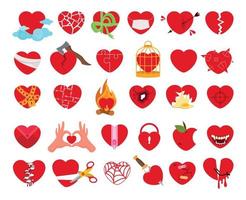 conjunto de corazones rojos vector