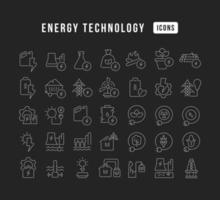 Set of linear icons of Energy Technology vector