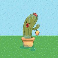 The cactus is exposed to too much rain outdoor it so waterlogged vector