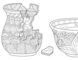 jar pottery black and white coloring book outline vector illustration