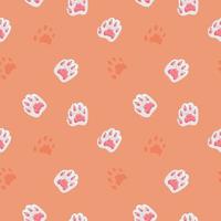 Fondo de papel tapiz de papel de regalo de patrones sin fisuras lindo dulce pata de gato rosa vector