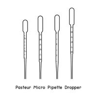 Graduated Disposable Sterile Plastic Pasteur Micro Pipette diagram for experiment setup lab outline vector illustration