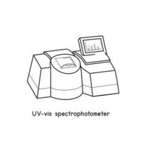 UV-vis spectrophotometer diagram for experiment setup lab outline vector illustration