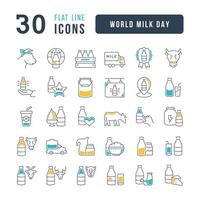 iconos de línea vectorial del día mundial de la leche vector