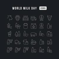 iconos de línea vectorial del día mundial de la leche vector