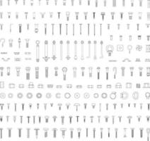 Set of Linear Fasteners and Screws vector