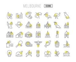 Set of linear icons of Melbourne vector