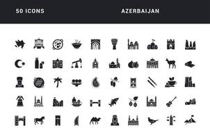 conjunto de iconos simples de azerbaiyán vector