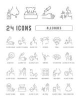 Set of linear icons of Allergies vector