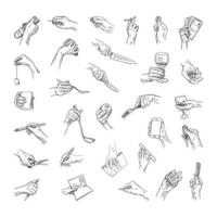 Set of Hands Holding Objects vector