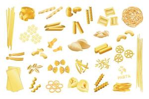 Set of Types of Pasta vector