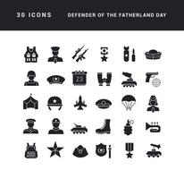 Set of simple icons of Defender of the Fatherland Day vector