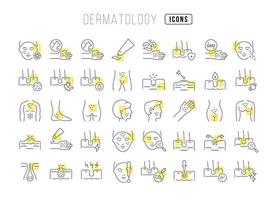 conjunto de iconos lineales de dermatología vector
